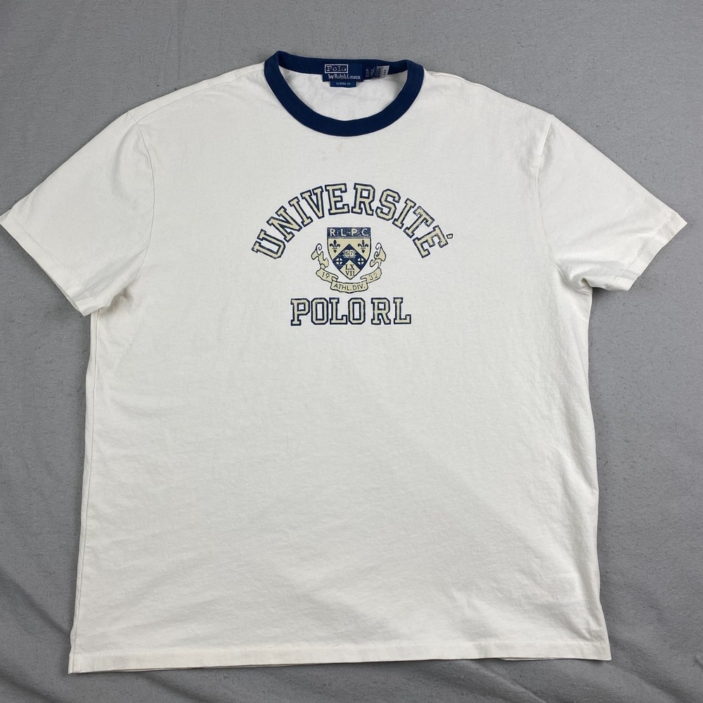 Polo Ralph Lauren Shirt Mens XL University Collegiate Logo Spellout White